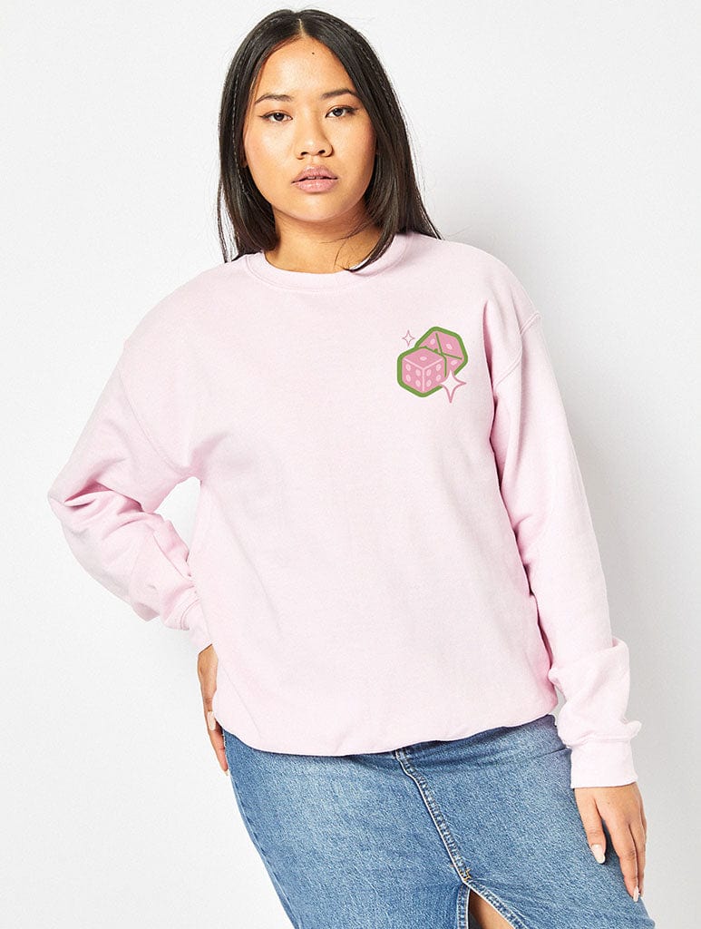 It's A Good Day To Have A Lucky Day Sweatshirt In Pink Hoodies & Sweatshirts Skinnydip London