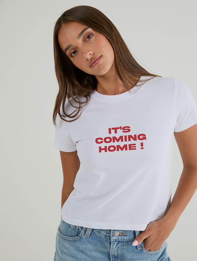 It's Coming Home Baby T-Shirt In White Tops & T-Shirts Skinnydip London