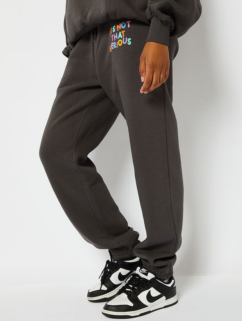 It's Not That Serious Jogger in Charcoal Bottoms Skinnydip London