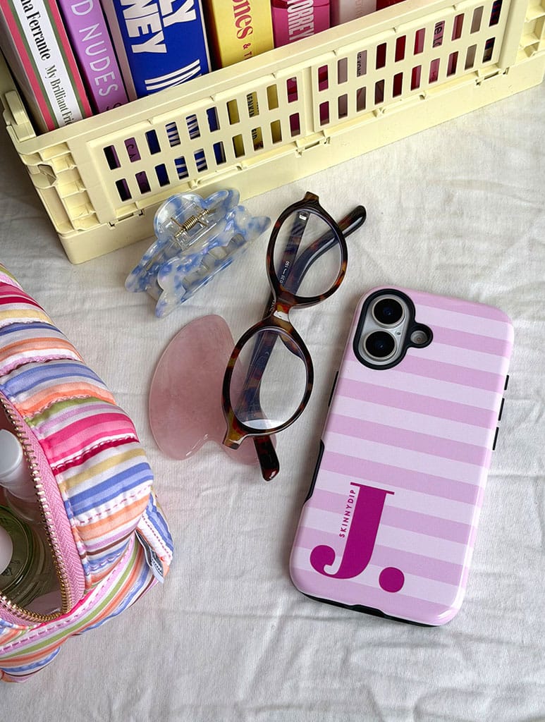 'J' Initial Patterned Pink Ultra Protective iPhone Case Phone Cases Skinnydip London