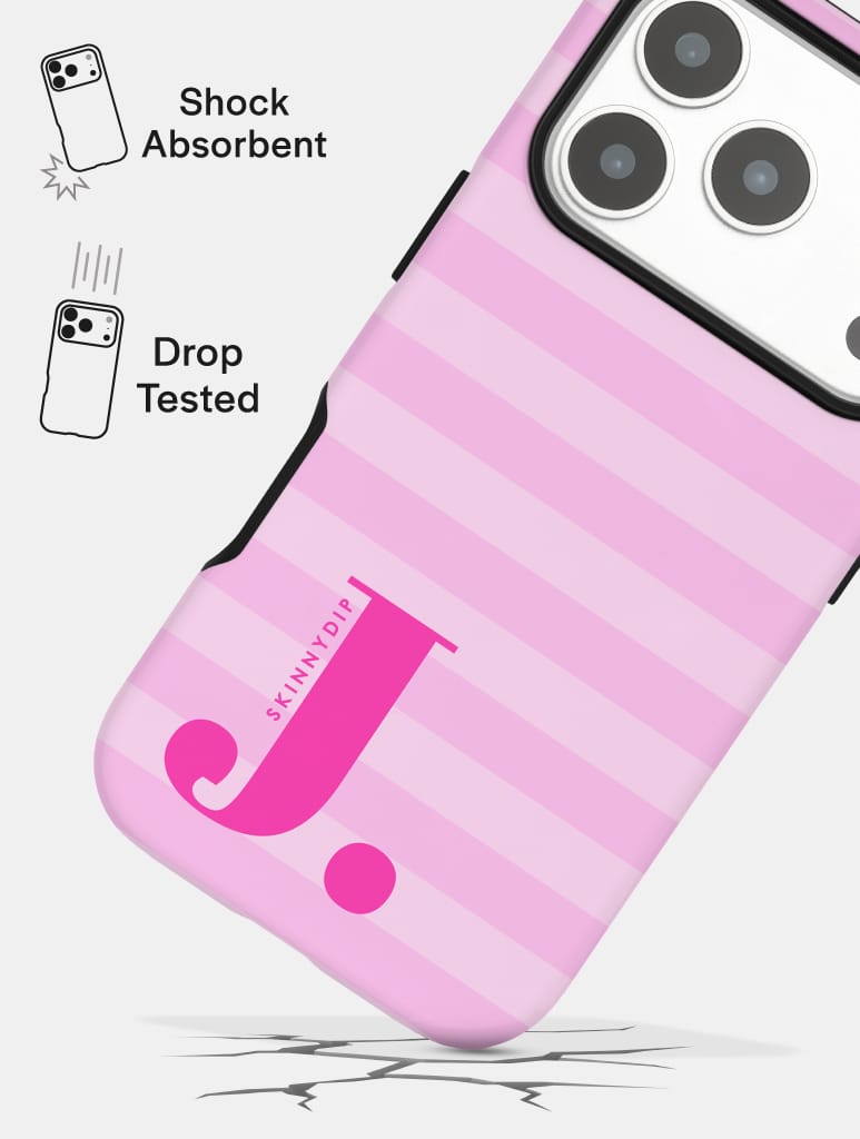 'J' Initial Patterned Pink Ultra Protective iPhone Case Phone Cases Skinnydip London