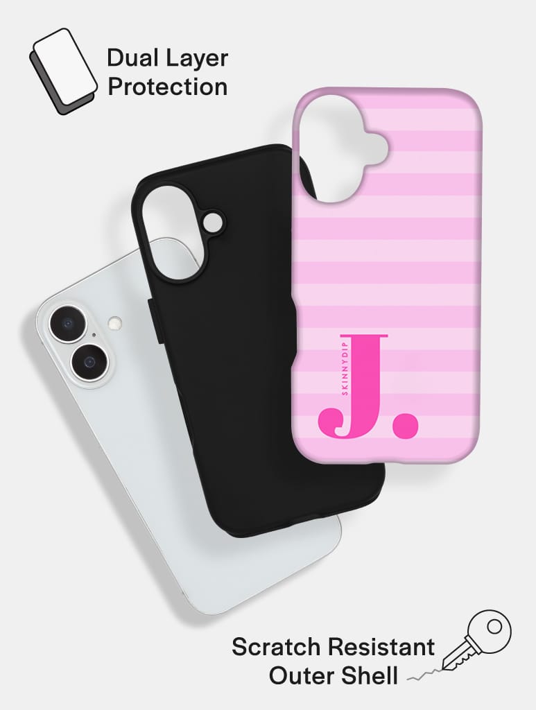 'J' Initial Patterned Pink Ultra Protective iPhone Case Phone Cases Skinnydip London