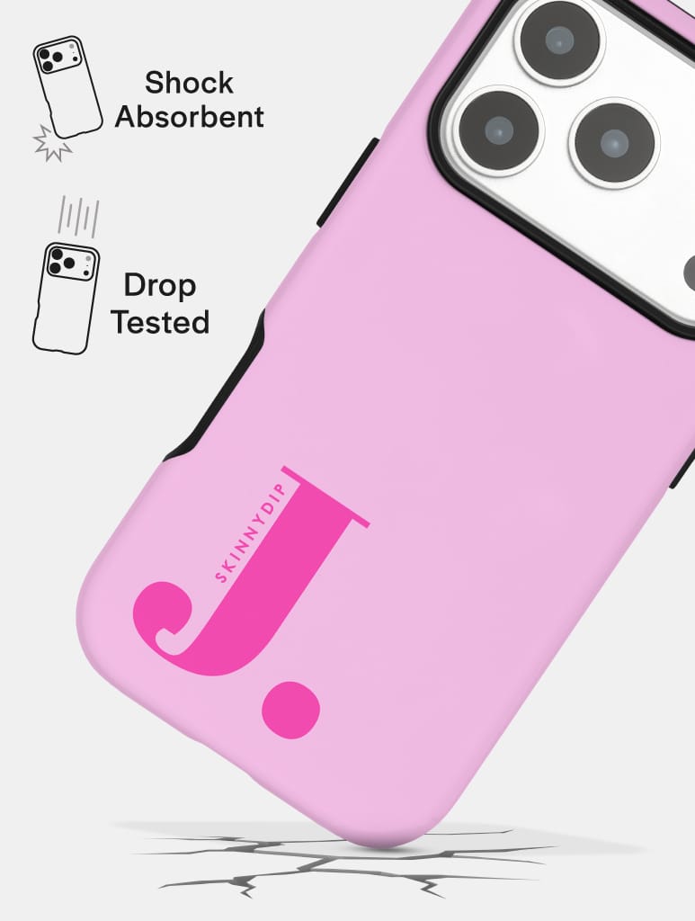'J' Initial Pink Ultra Protective iPhone Case Phone Cases Skinnydip London