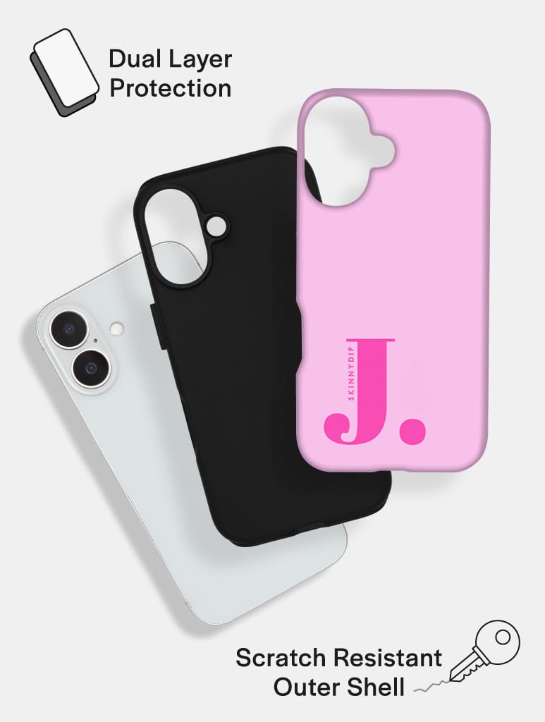 'J' Initial Pink Ultra Protective iPhone Case Phone Cases Skinnydip London