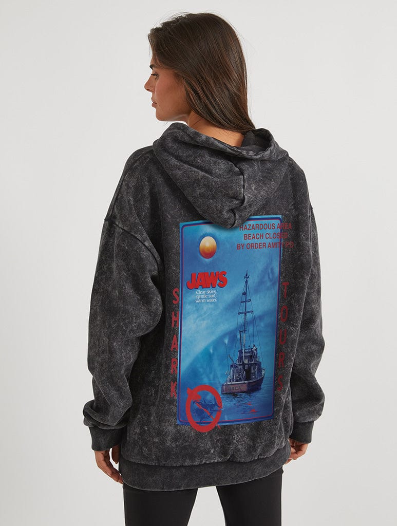 Jaws x Skinnydip Poster Hoodies In Acid Wash Hoodies & Sweatshirts Skinnydip London