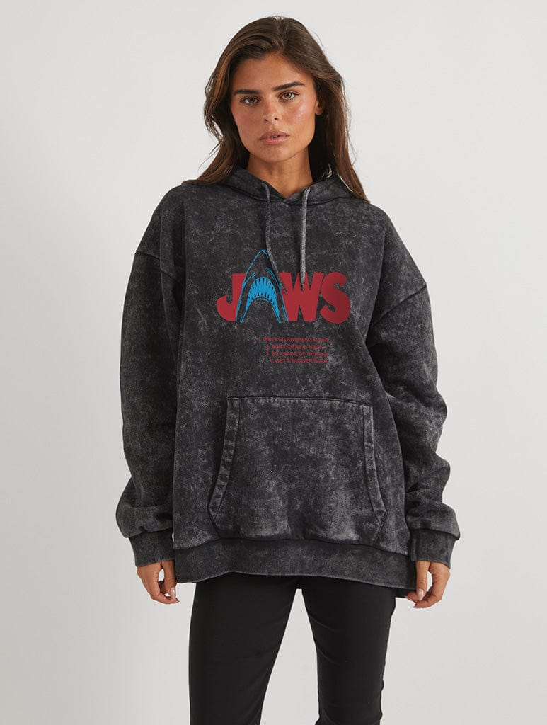 Jaws x Skinnydip Poster Hoodies In Acid Wash Hoodies & Sweatshirts Skinnydip London