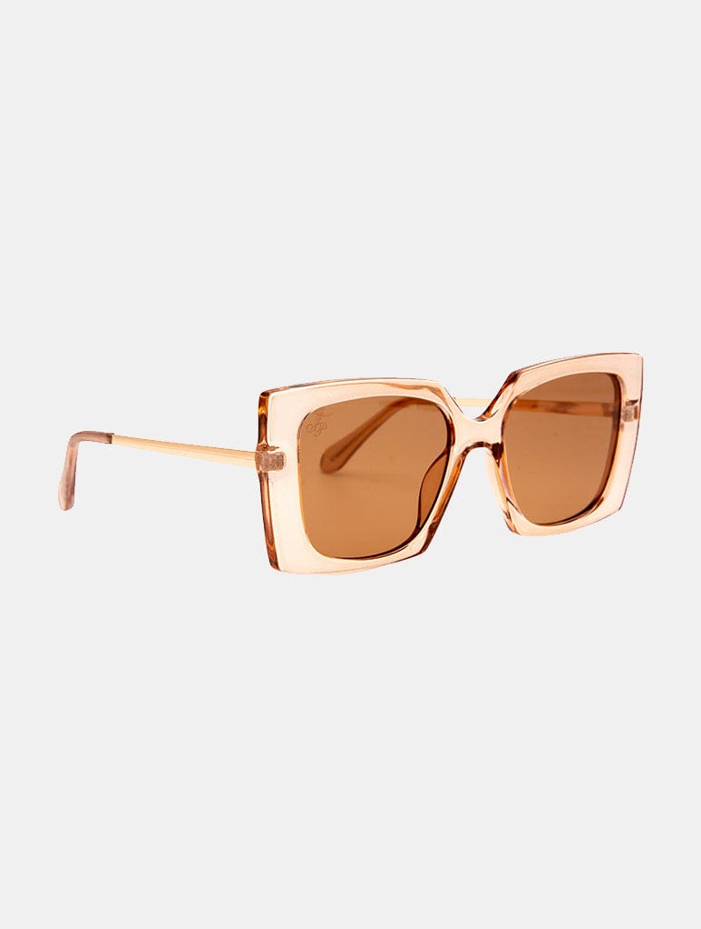 Jeepers Peepers Beige Square Frame With Gold Metal Temples And Beige Lenses Sunglasses Jeepers Peepers