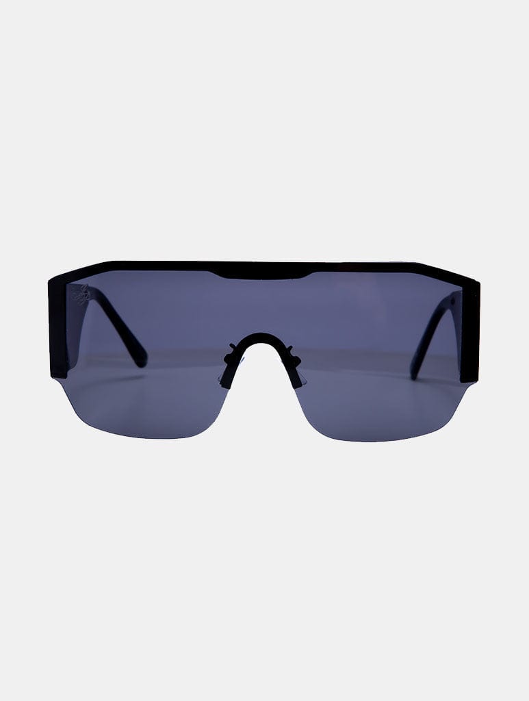 Jeepers Peepers Black Visor Frame With Thick Arms And Black Lenses Sunglasses Jeepers Peepers
