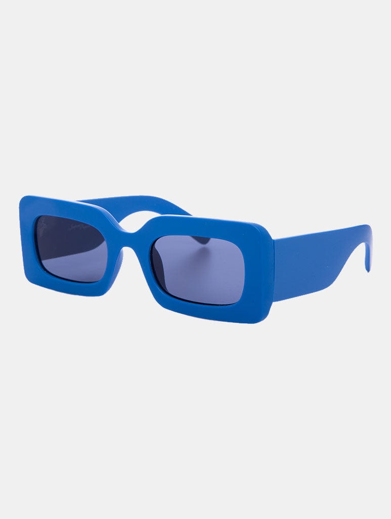 Jeepers Peepers Blue Rectangle Frames With Smoke Lens Sunglasses Jeepers Peepers