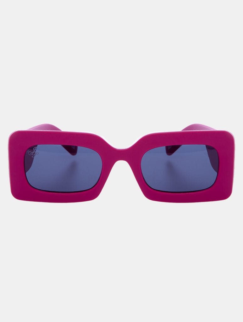Jeepers Peepers Fuchsia Rectangle Frames With Smoke Lens Sunglasses Jeepers Peepers