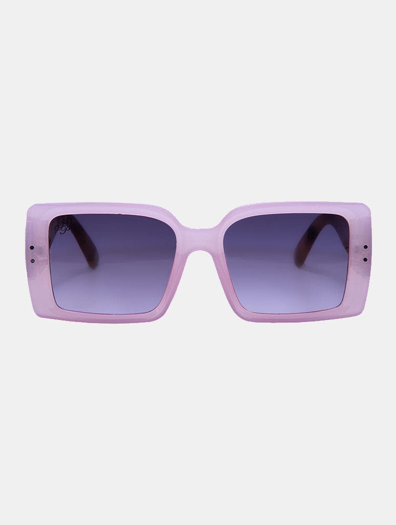 Jeepers Peepers Lilac Square Frame With Marble Effect Temples And Smoke Grad Lenses Sunglasses Jeepers Peepers