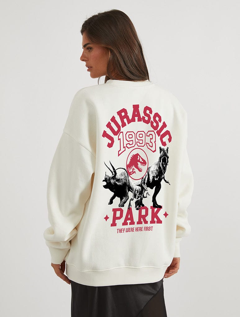 Jurassic Park x Skinnydip Sweatshirt In White Hoodies & Sweatshirts Skinnydip London