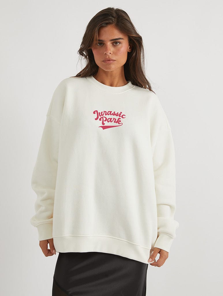 Jurassic Park x Skinnydip Sweatshirt In White Hoodies & Sweatshirts Skinnydip London
