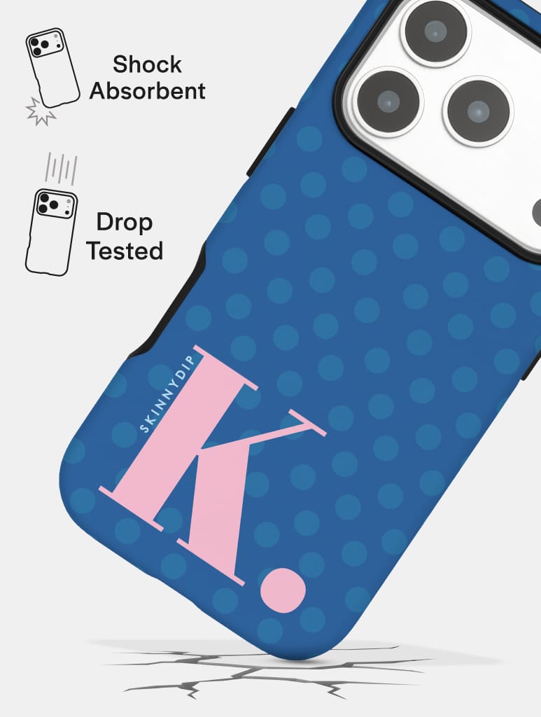 'K' Initial Patterned Navy Ultra Protective iPhone Case Phone Cases Skinnydip London