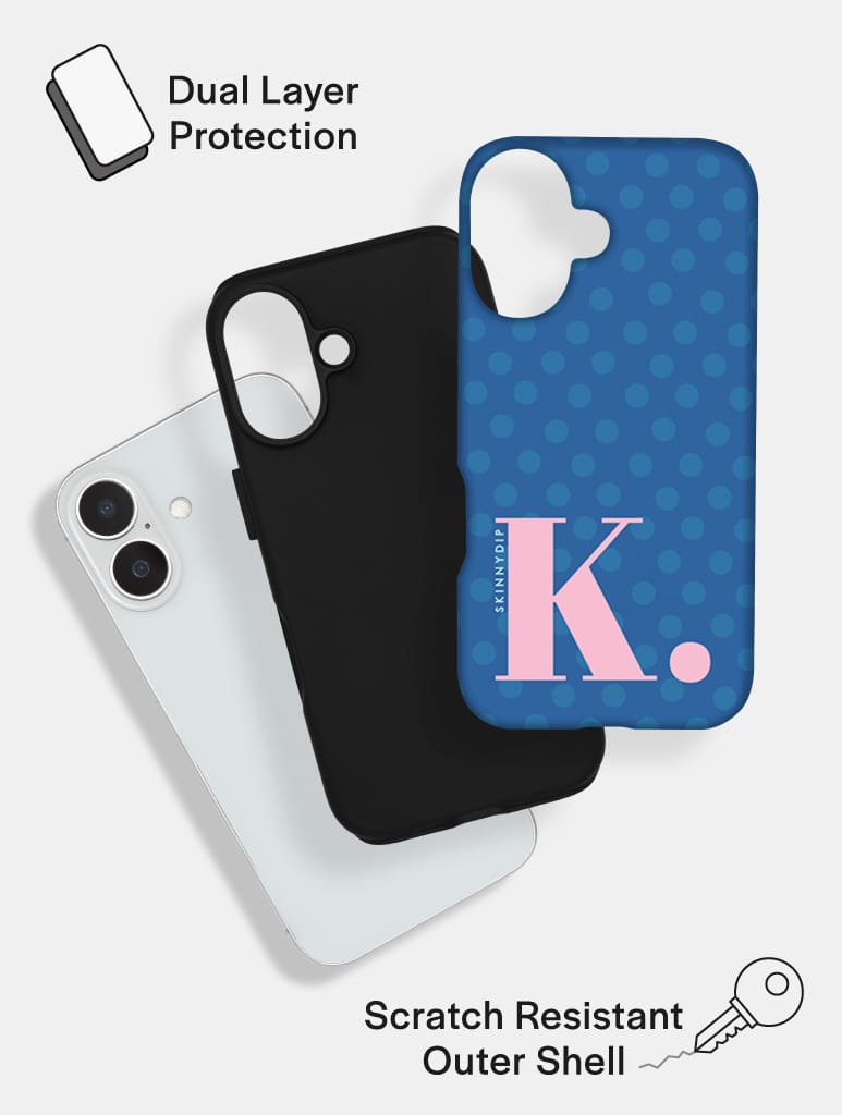 'K' Initial Patterned Navy Ultra Protective iPhone Case Phone Cases Skinnydip London