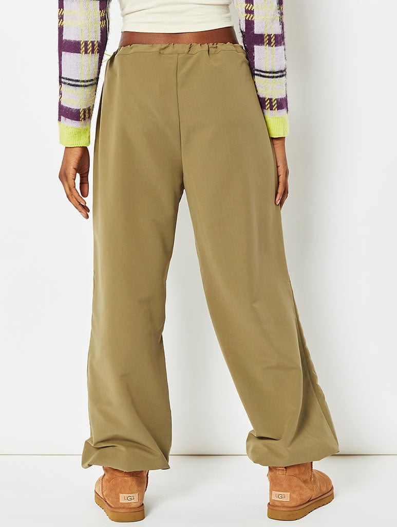 Khaki Cargo Trousers With Contrast Piping Detail Bottoms Skinnydip London