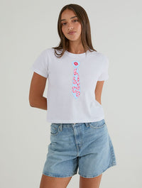 Kissco Tie Baby T-Shirt In White Tops & T-Shirts Skinnydip London