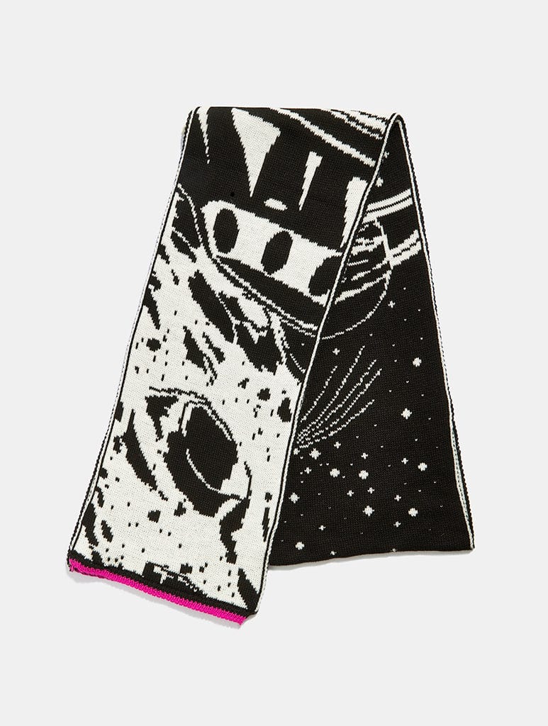 Knitted Oversized Scarf in Monochrome Galactic Print Accessories Skinnydip London