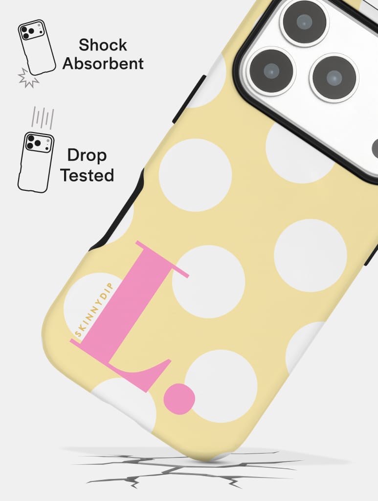 'L' Initial Patterned Yellow Ultra Protective iPhone Case Phone Cases Skinnydip London