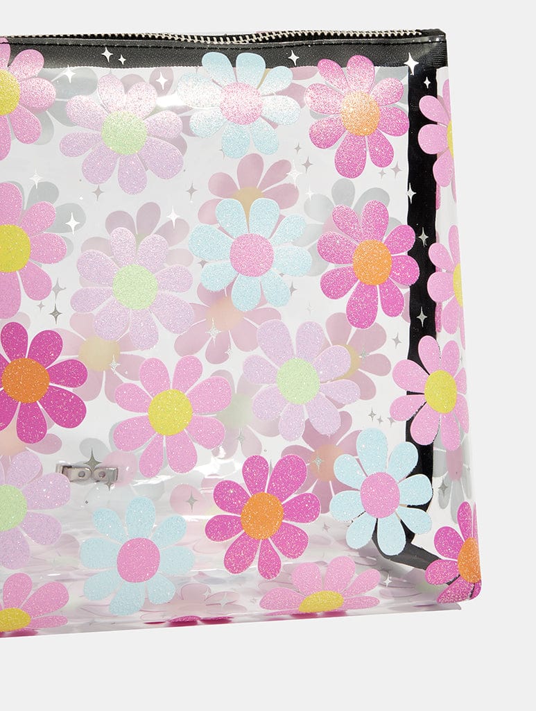 Large Glitter Floral Wash Bag Makeup Bags & Washbags Skinnydip London