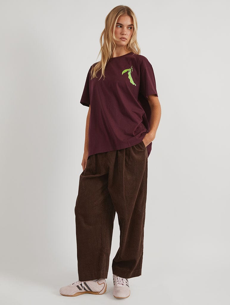Le Petit Pois T-Shirt in Burgundy Tops & T-Shirts Skinnydip London