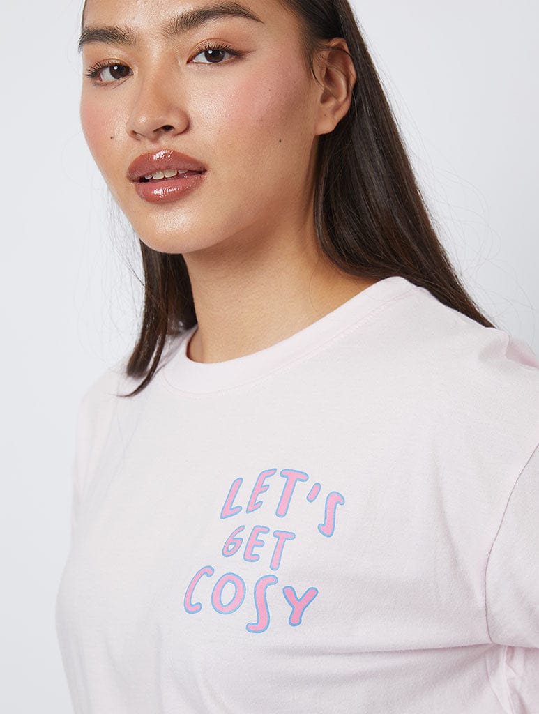 Lets Get Cozy Pink T-Shirt Tops & T-Shirts Skinnydip London