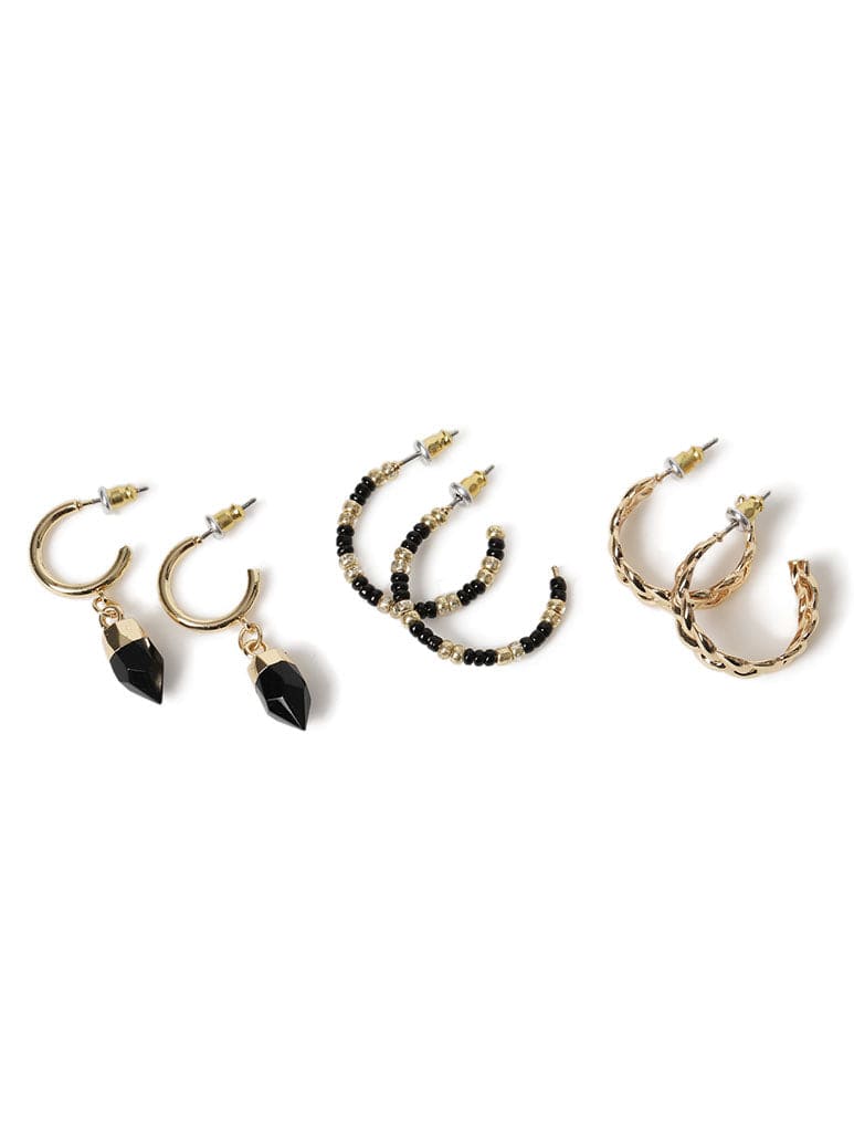 Liars & Lovers 3 Pack Semi Precious Hoop Earrings Jewellery Liars & Lovers