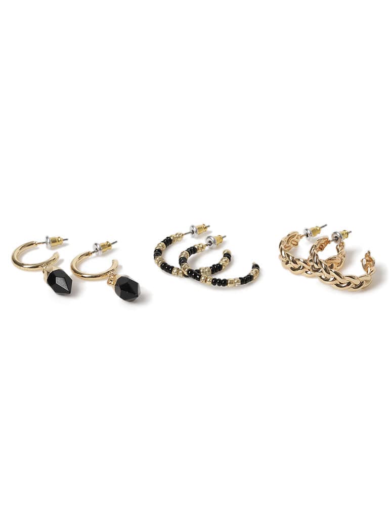 Liars & Lovers 3 Pack Semi Precious Hoop Earrings Jewellery Liars & Lovers