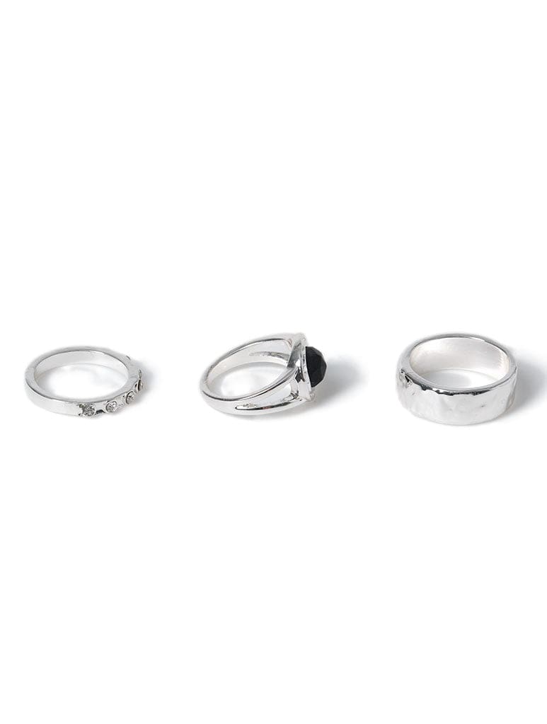 Liars & Lovers 3 Pack Silver Semi Precious Rings Jewellery Liars & Lovers
