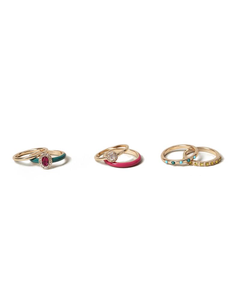 Liars & Lovers 6 Pack Multi-Coloured Stone Ring Jewellery Liars & Lovers