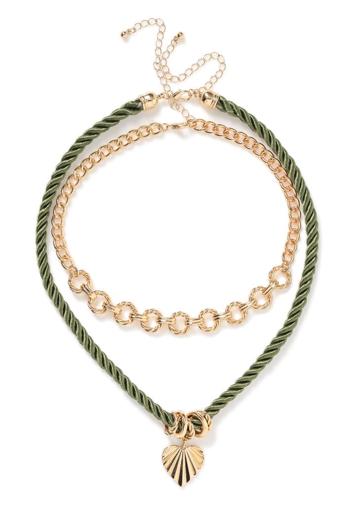 Liars & Lovers Green Cord and Chain Necklace Jewellery Liars & Lovers