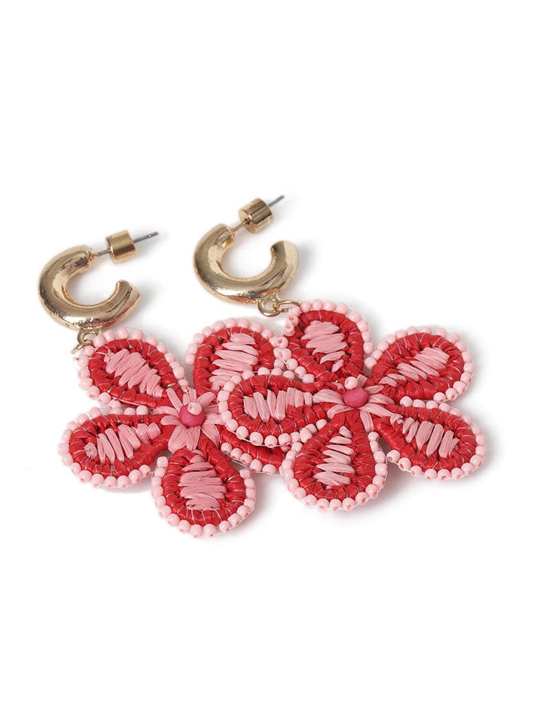 Liars & Lovers Pink & Red Beaded Flower Charm Hoop Jewellery Liars & Lovers