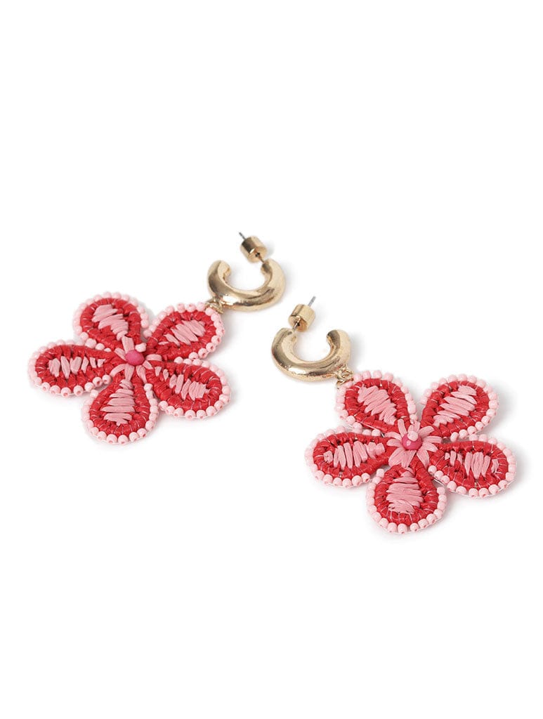 Liars & Lovers Pink & Red Beaded Flower Charm Hoop Jewellery Liars & Lovers