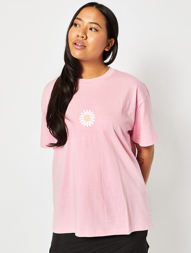 Life Is No Picnic Oversized T-Shirt in Pink Tops & T-Shirts Skinnydip London