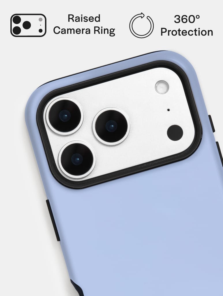 Light Blue with Brown Solid Colour Ultra Protective iPhone Case Phone Cases Skinnydip London