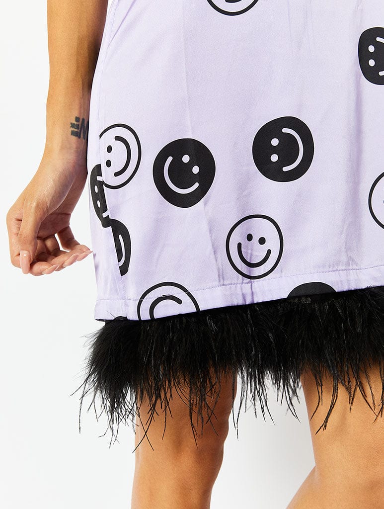 Lilac & Black Happy Face Nightdress Lingerie & Nightwear Skinnydip London