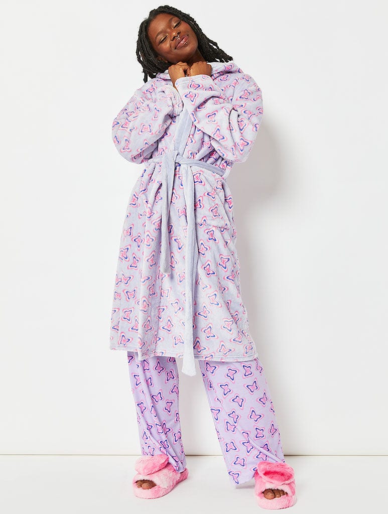 Lilac Butterfly Dressing Gown Lingerie & Nightwear Skinnydip London