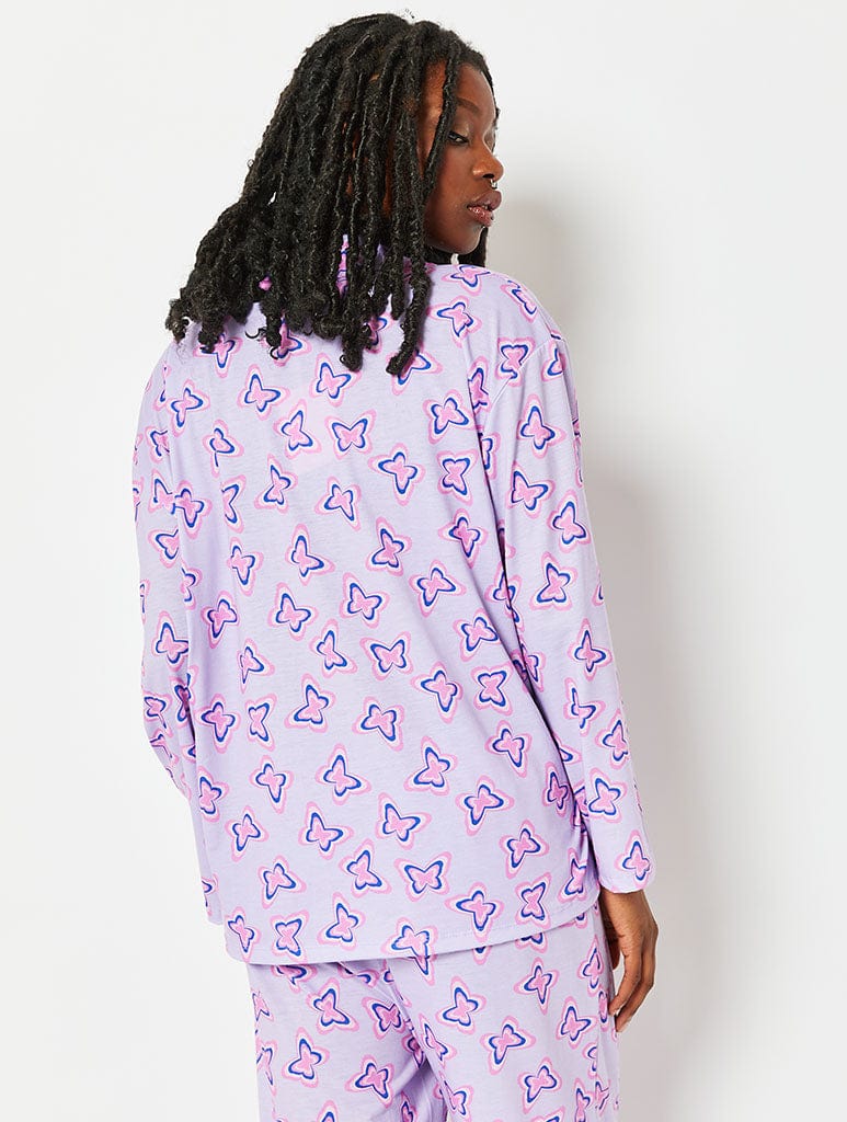 Lilac Butterfly Pyjama Set Lingerie & Nightwear Skinnydip London