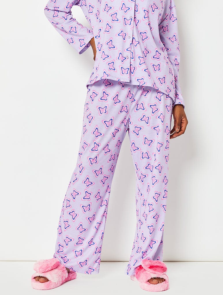 Lilac Butterfly Pyjama Set Lingerie & Nightwear Skinnydip London