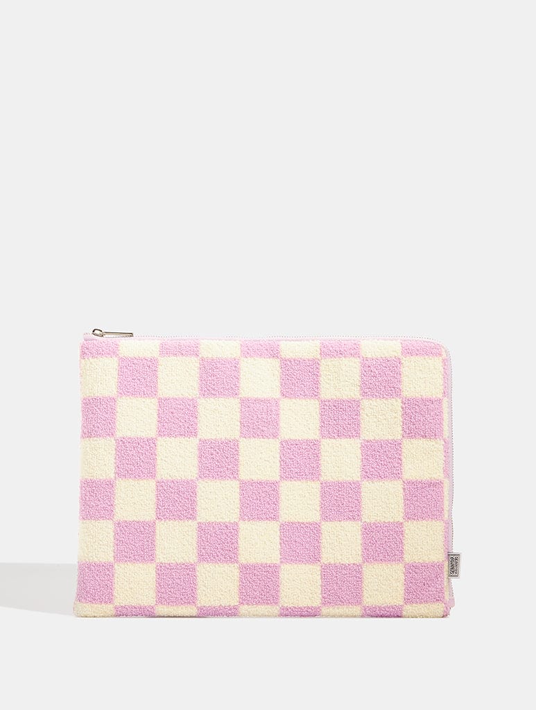 Lilac Check Fuzzy Laptop Case Laptop Covers Skinnydip London