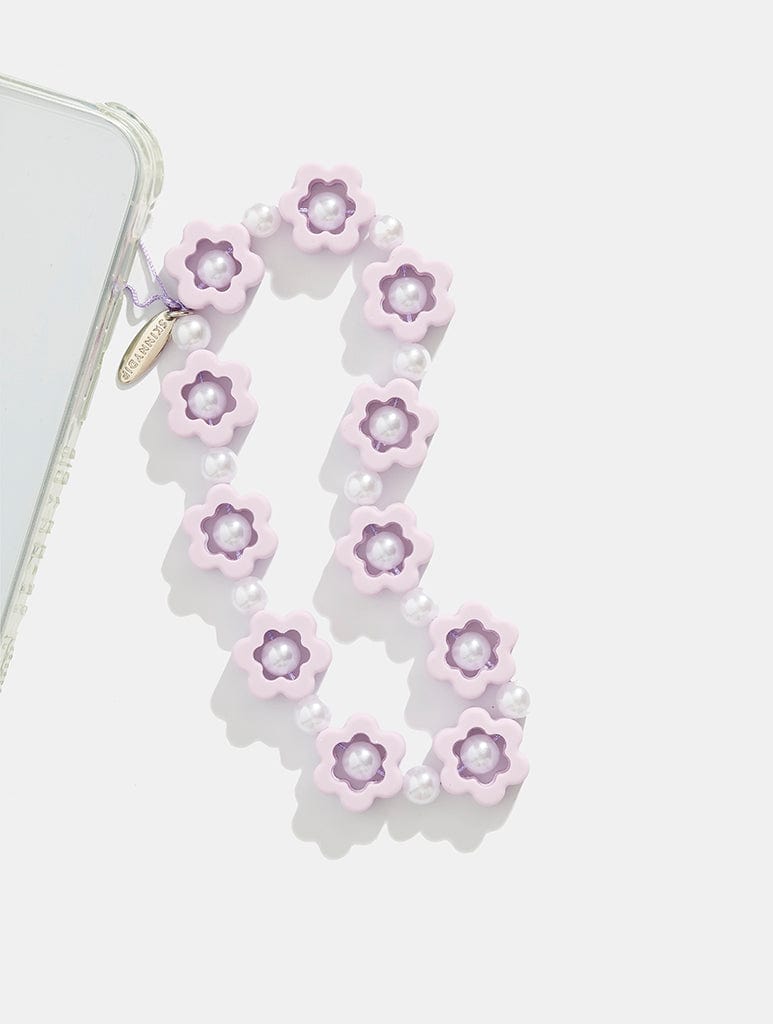 Lilac Flower Beaded Phone Strap Phone Grips Skinnydip London