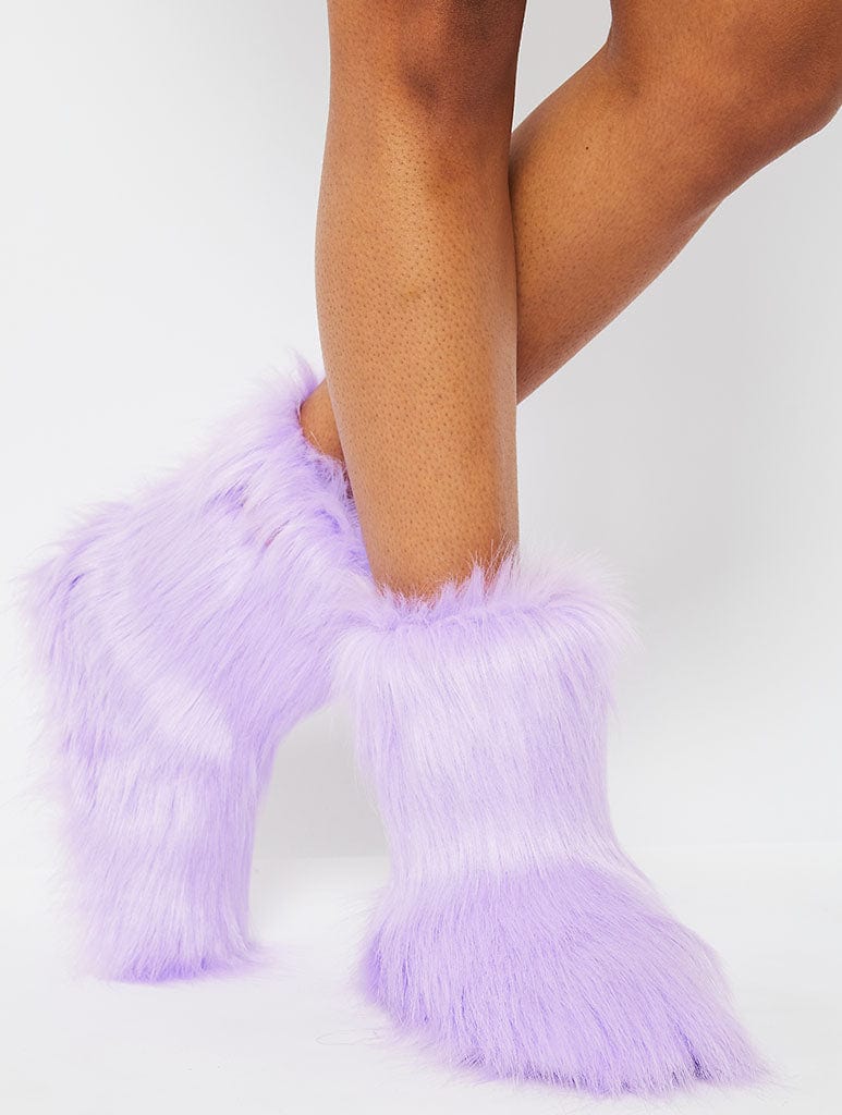 Lilac Fluffy Slipper Boots Footwear Skinnydip London