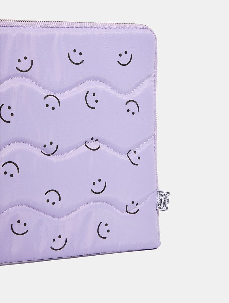 Lilac Happy Face Puffy Laptop Case Laptop Cases Skinnydip London