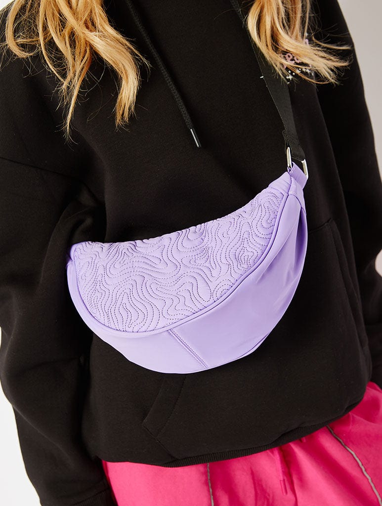 Lilac Swirl Quilted Nylon Hobo Cross Body Bag Bags Skinnydip London