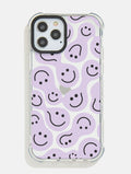 Lilac Warped Happy Face Shock iPhone Case Phone Cases Skinnydip London