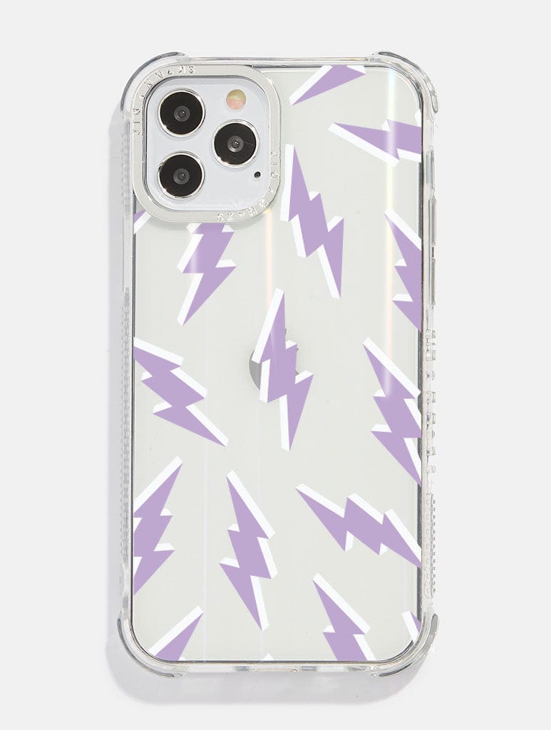 Lilac & White Lightning Bolt Shock iPhone Case Phone Cases Skinnydip London