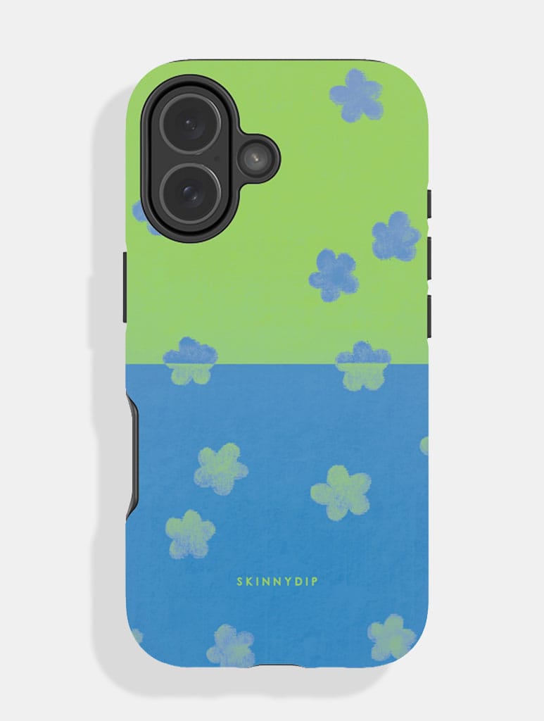 Lime and Sky Blue Two-Tone Flower Ultra Protective iPhone Case Phone Cases Skinnydip London