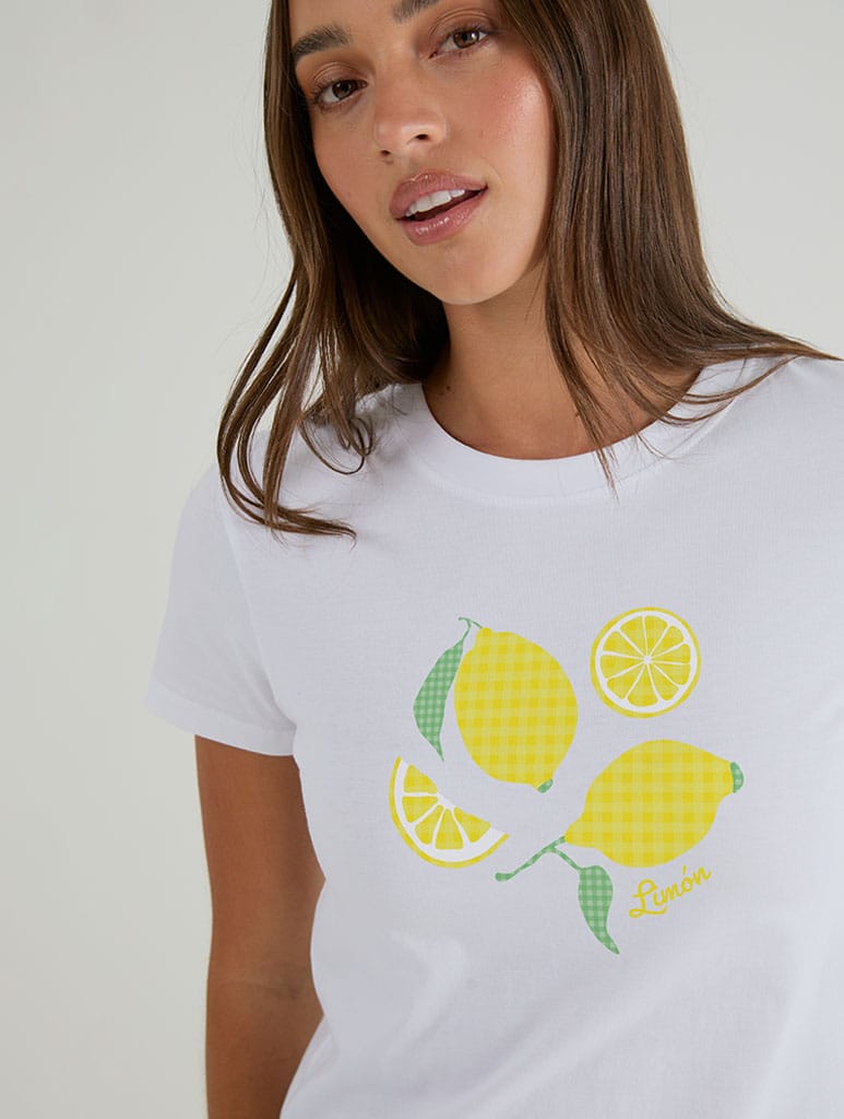 Limon Yellow Gingham Baby T-Shirt In White Tops & T-Shirts Skinnydip London