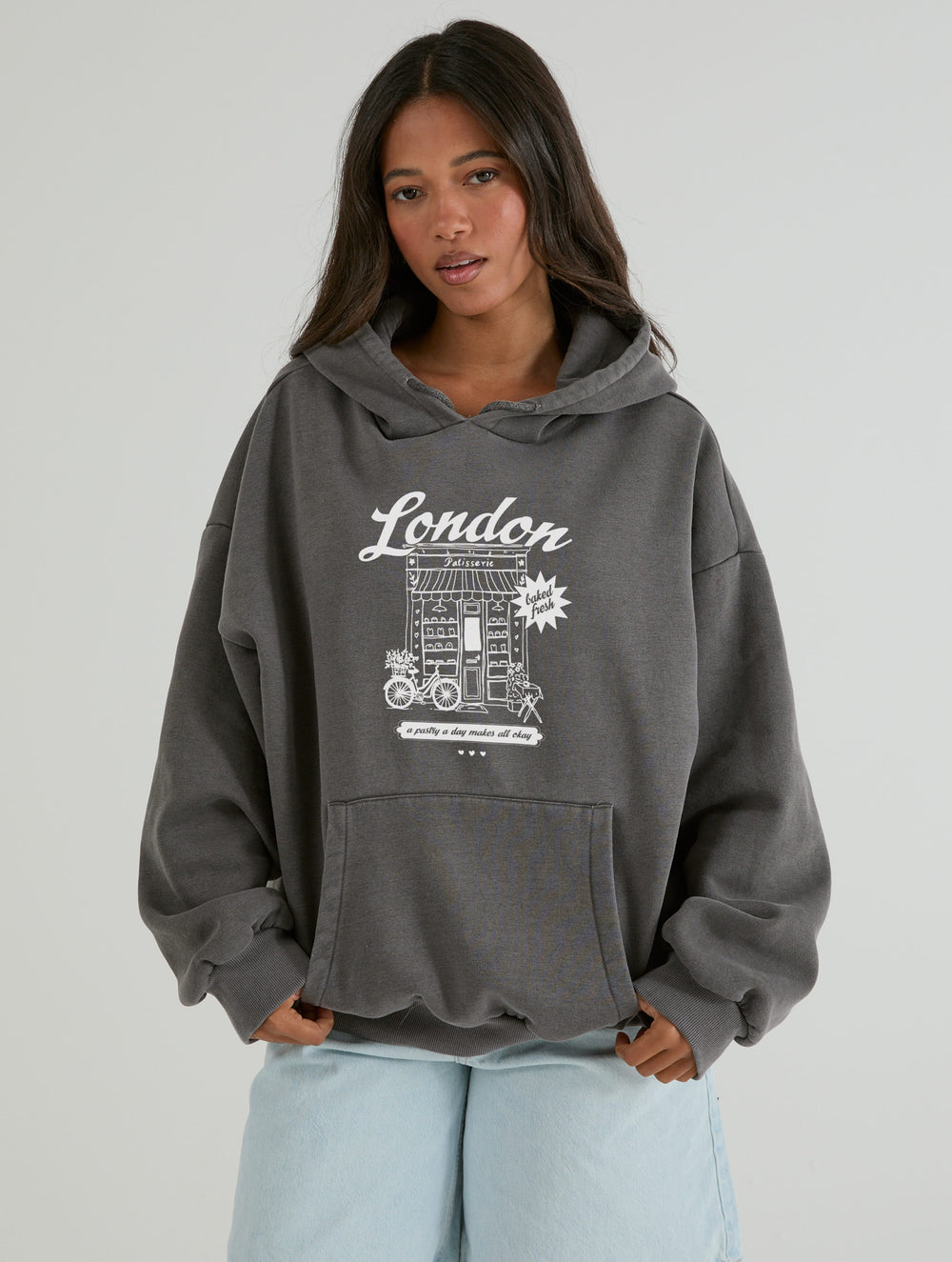 London Pâtisserie Hoodie In Acid Wash Hoodies & Sweatshirts Skinnydip London