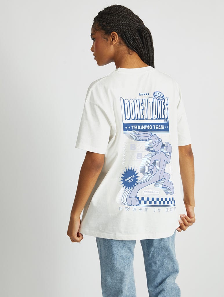 Looney Tunes Bugs Bunny Athletics T-Shirt In White Tops & T-Shirts Skinnydip London
